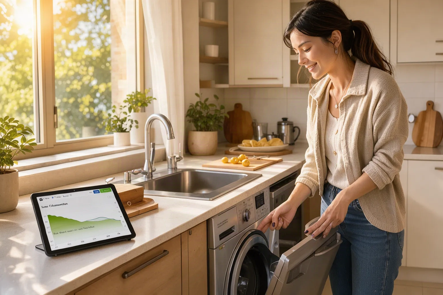 Cuisine lumineuse où les appareils fonctionnent en journée